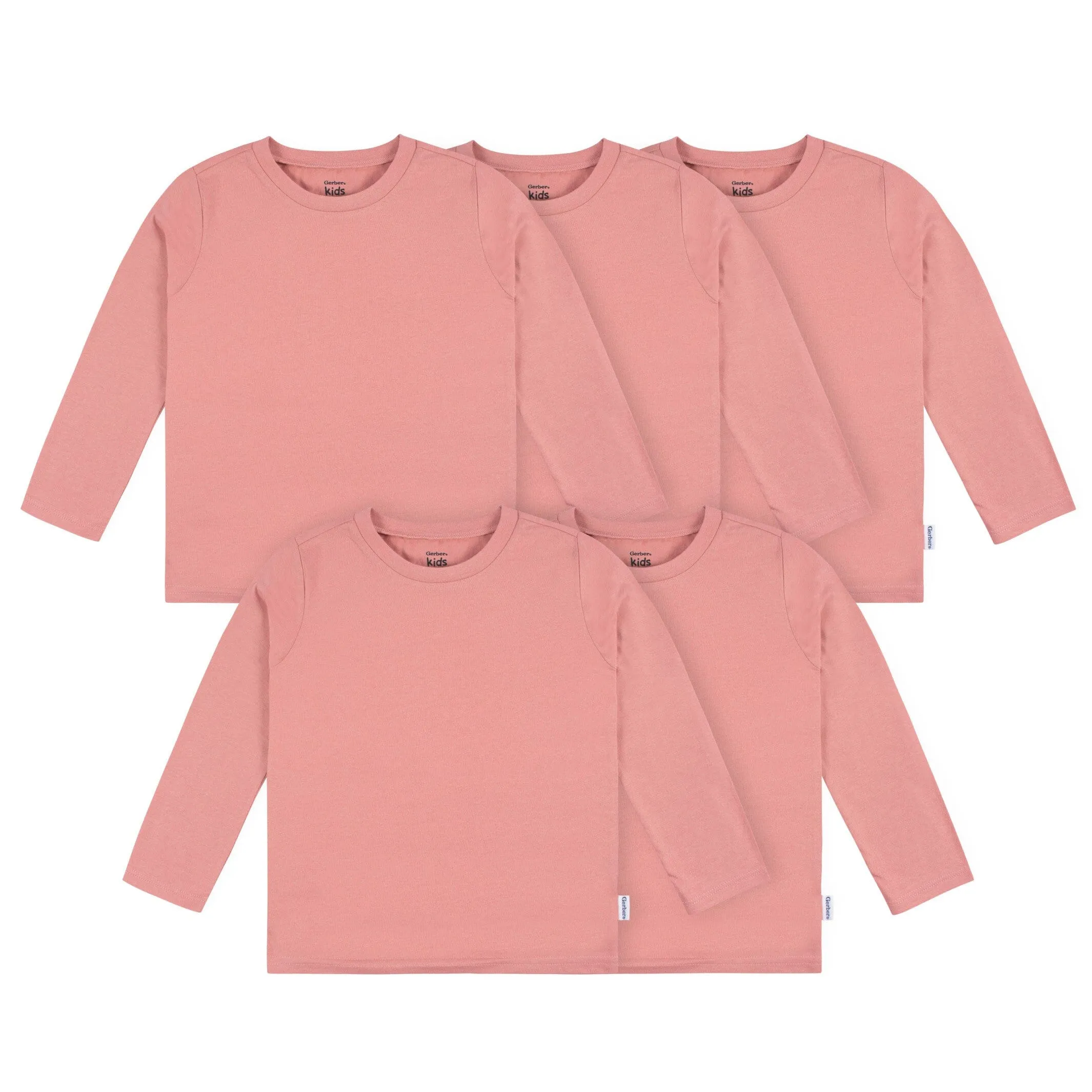 5-Pack Baby & Toddler Mauve Pink Premium Long Sleeve Tees Gerber Childrenswea
