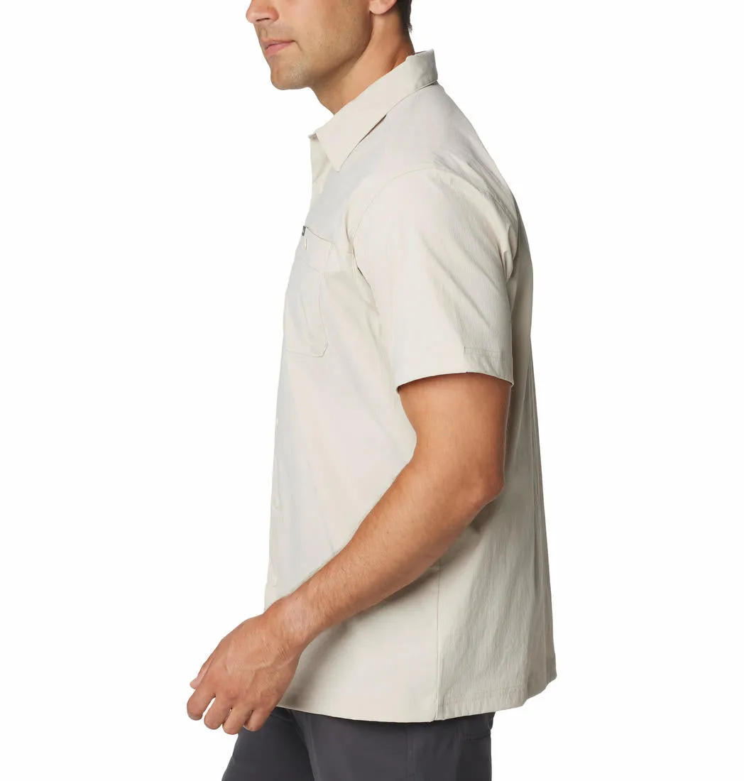 Columbia Men Beige Omni-Shade Landroamer Ripstop Short Sleeve Shirt