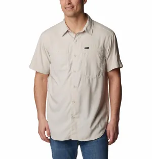 Columbia Men Beige Omni-Shade Silver Ridge Utility Lite Short Sleeve Shirt