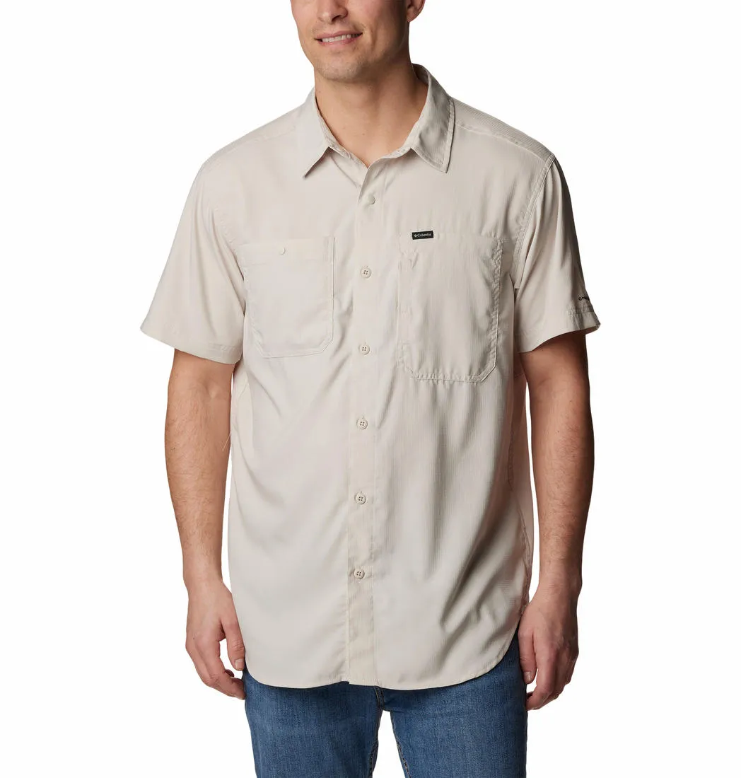 Columbia Men Beige Omni-Shade Silver Ridge Utility Lite Short Sleeve Shirt