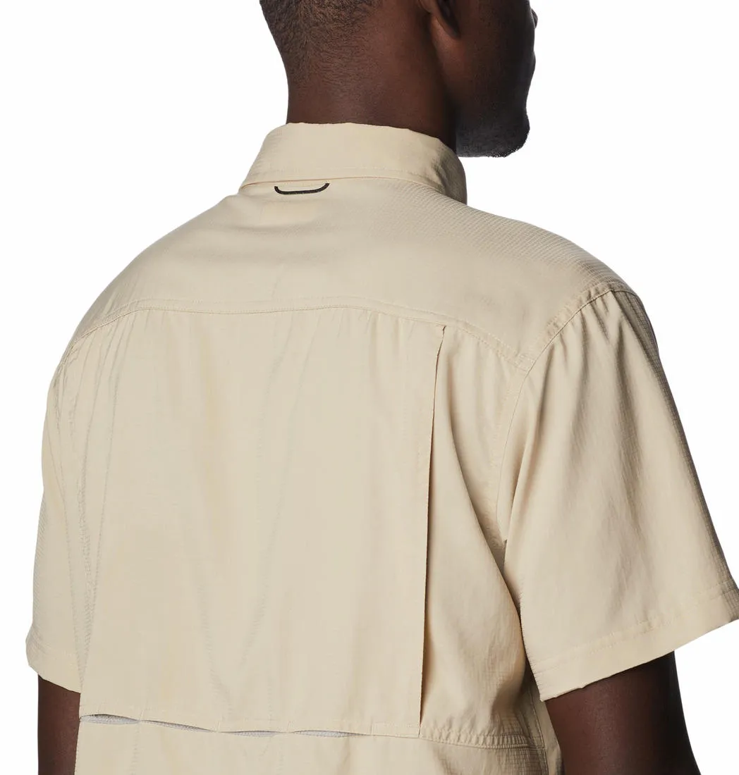 Columbia Men Beige Omni-Shade Silver Ridge Utility Lite Short Sleeve Shirt