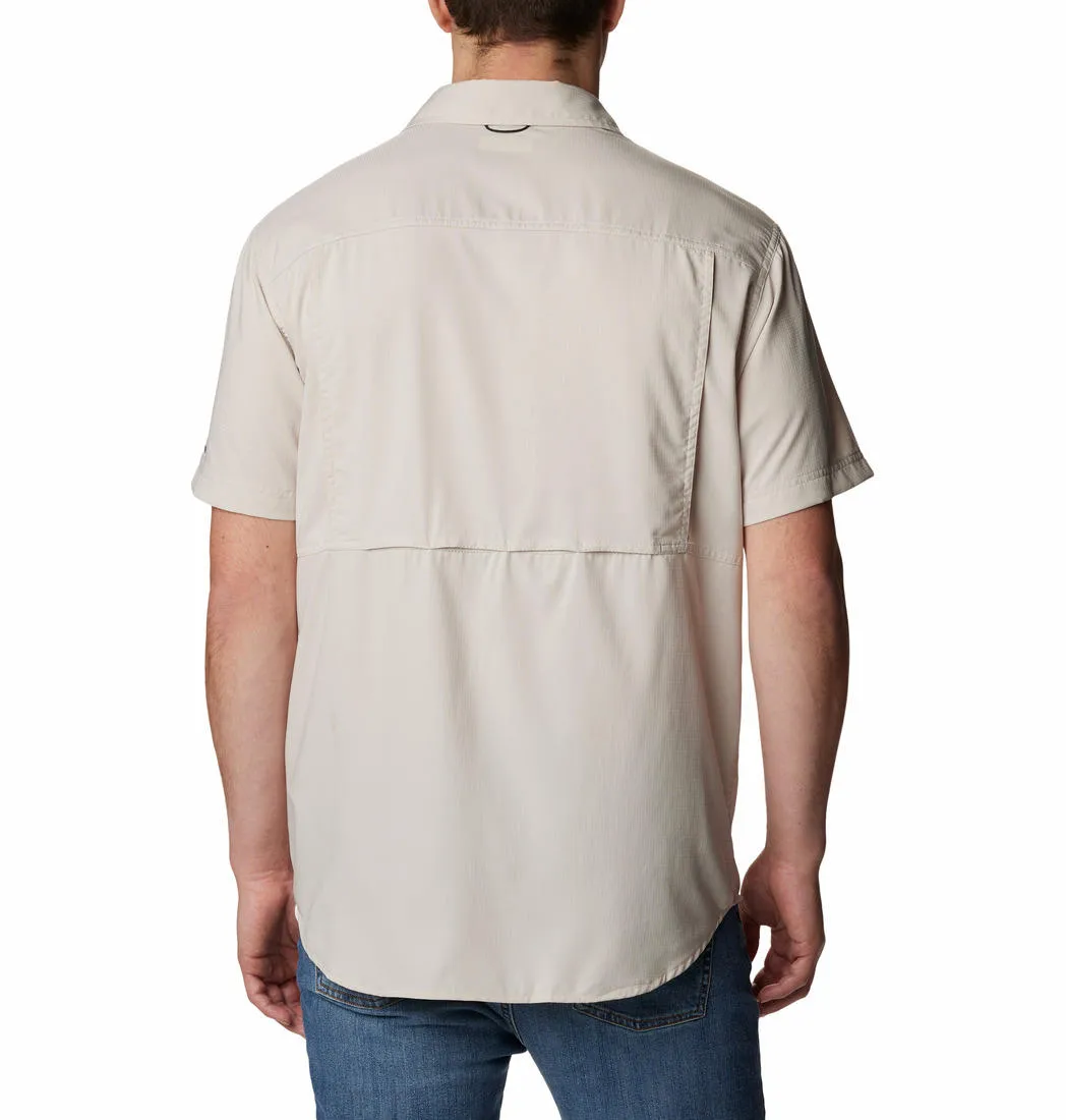 Columbia Men Beige Omni-Shade Silver Ridge Utility Lite Short Sleeve Shirt
