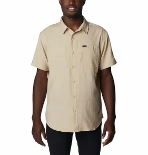 Columbia Men Beige Omni-Shade Silver Ridge Utility Lite Short Sleeve Shirt