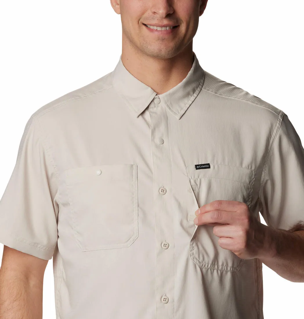 Columbia Men Beige Omni-Shade Silver Ridge Utility Lite Short Sleeve Shirt