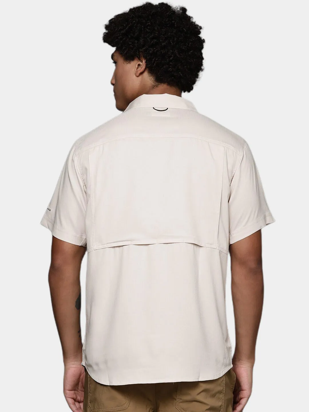 Columbia Men Beige Omni-Shade Silver Ridge Utility Lite Short Sleeve Shirt