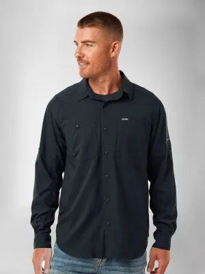 Columbia Men Black Omni-Shade Silver Ridge Utility Lite Long Sleeve Shirt
