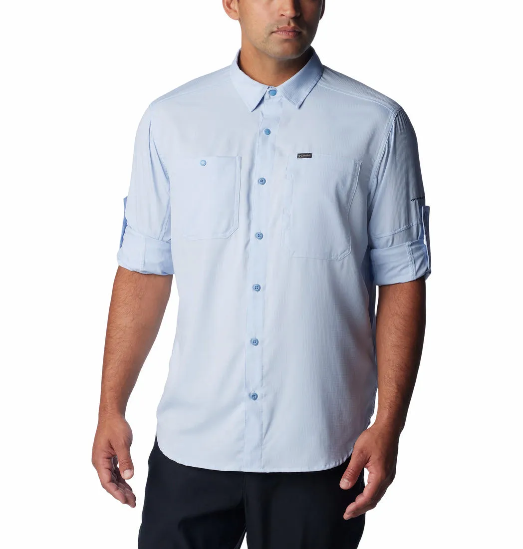 Columbia Men Navy Blue Omni-Shade Silver Ridge Utility Lite Long Sleeve Shirt