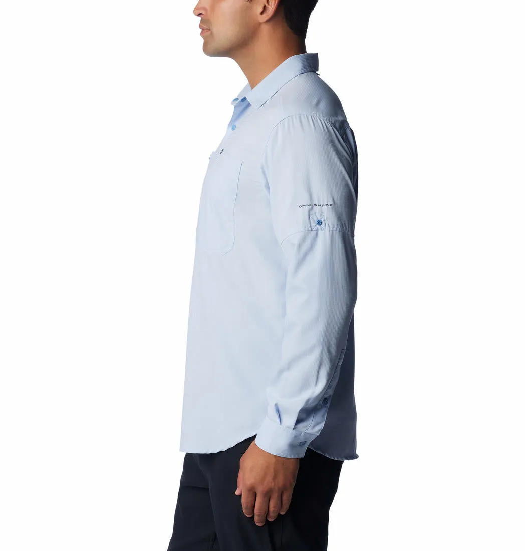 Columbia Men Navy Blue Omni-Shade Silver Ridge Utility Lite Long Sleeve Shirt