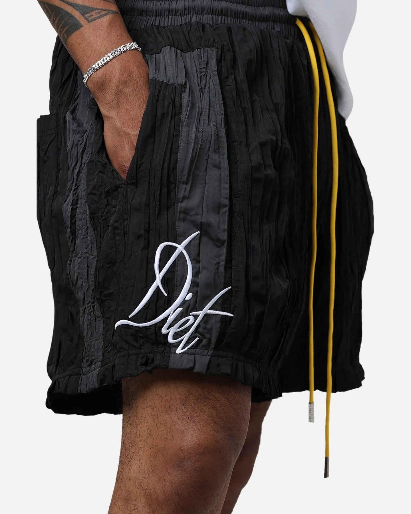 Diet Starts Monday Crinkled Nylon Shorts Black/Grey