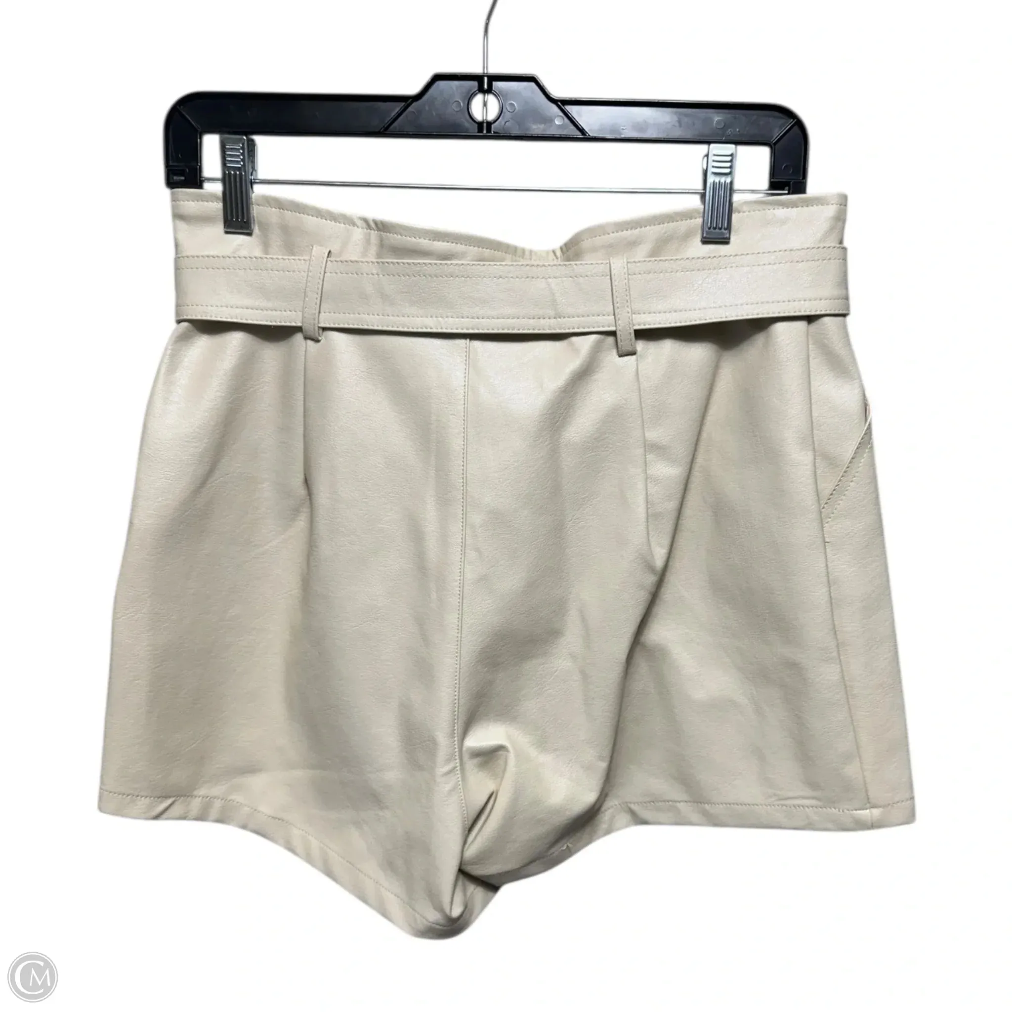 Faux Leather Belted Shorts By Altard State In Cream, Size: M