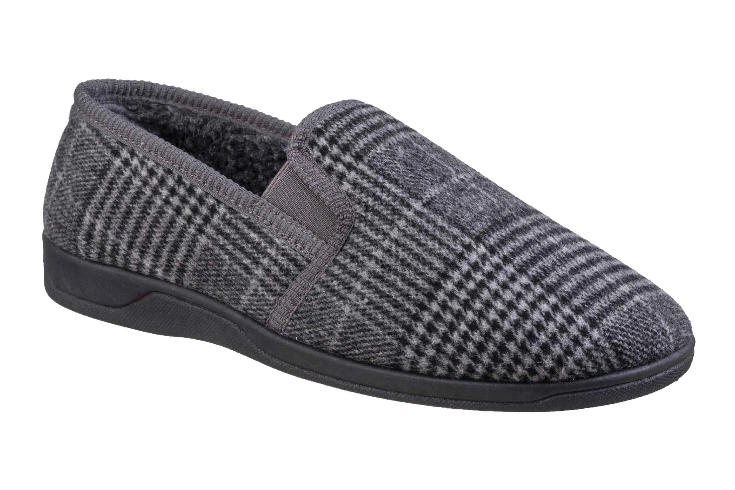 Fleet & Foster Minnesota Mens Check Textille Warm Lined Slipper