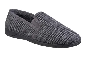Fleet & Foster Minnesota Mens Check Textille Warm Lined Slipper