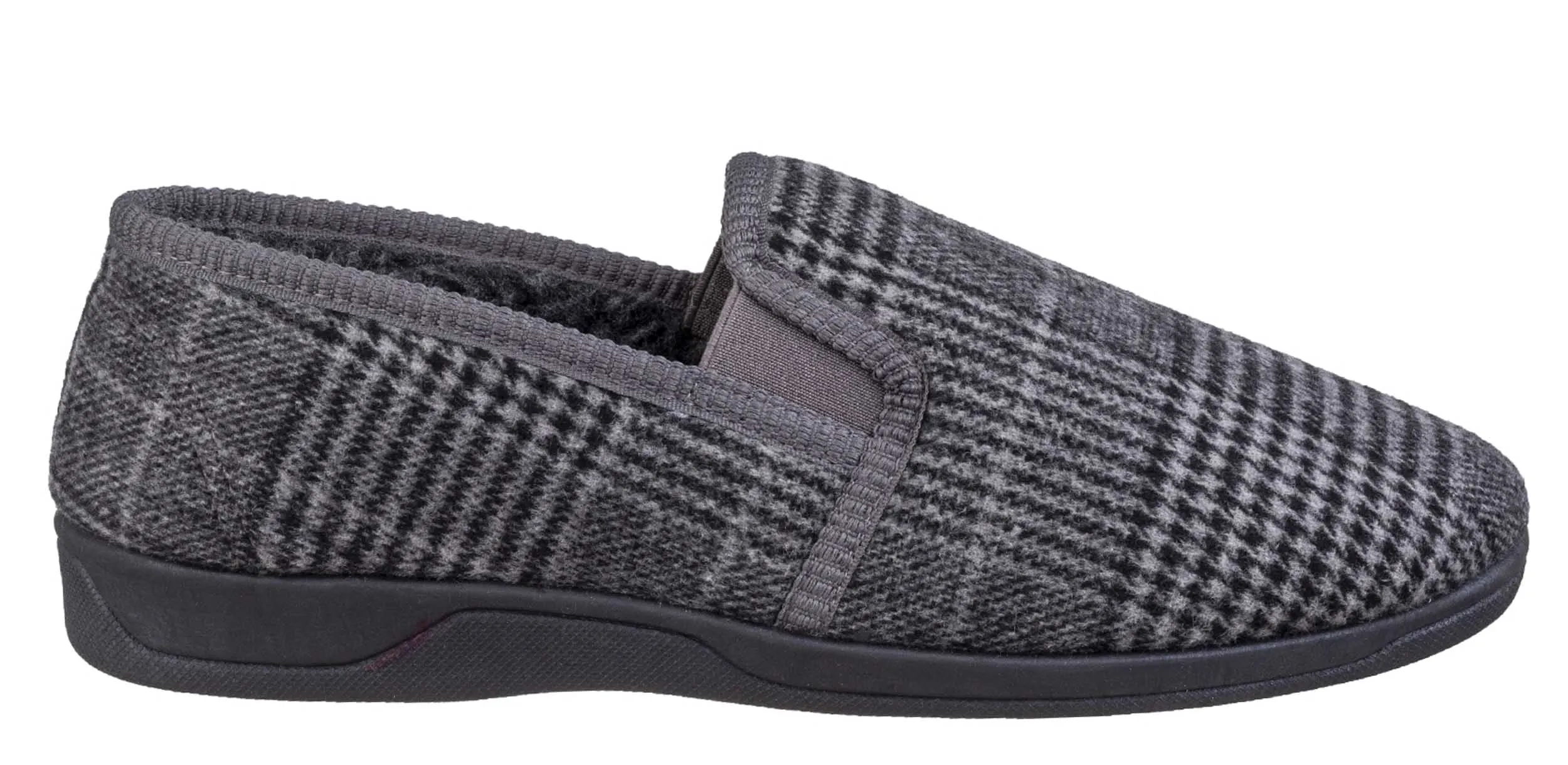 Fleet & Foster Minnesota Mens Check Textille Warm Lined Slipper