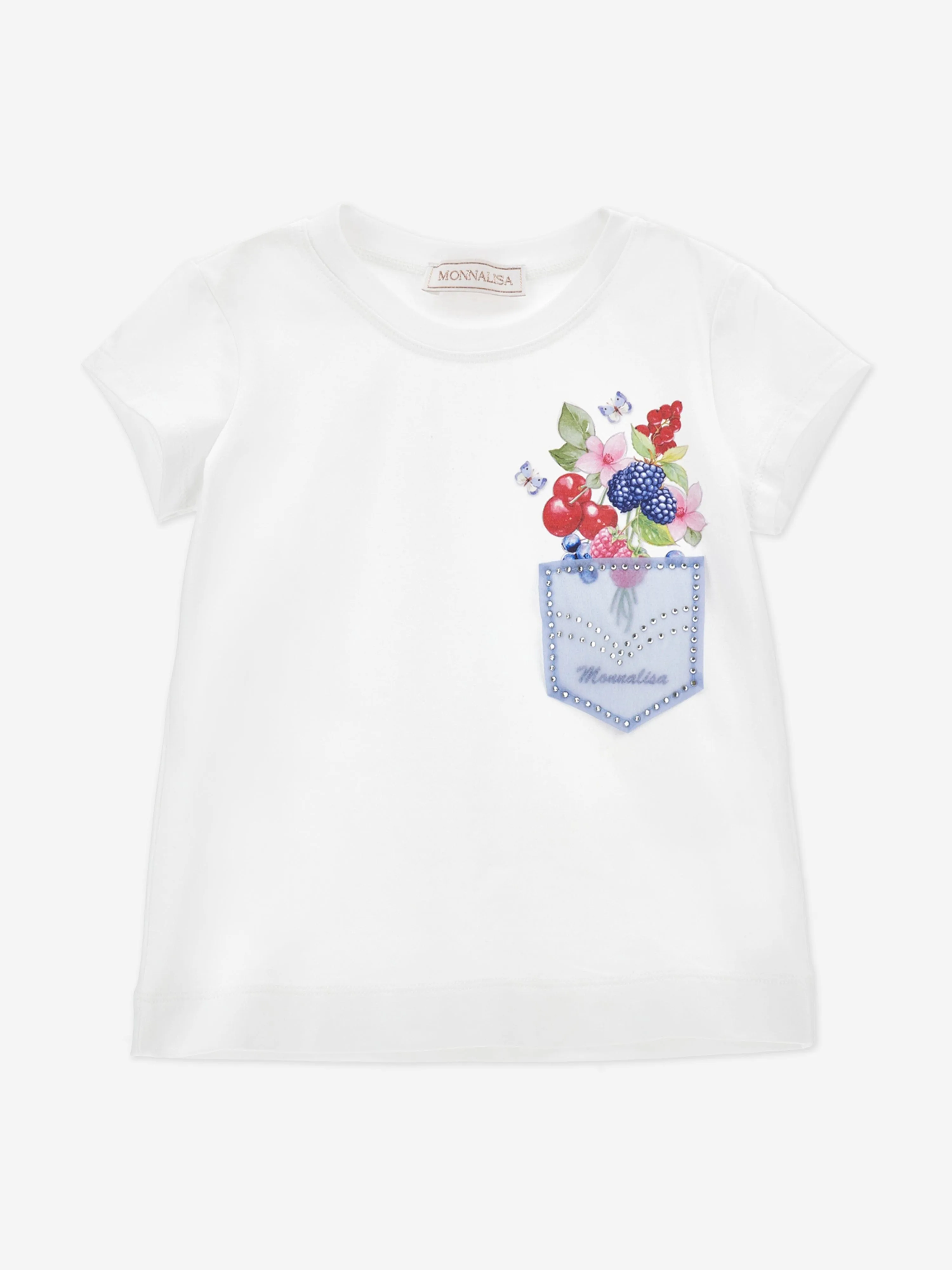 Girls Fruit Pocket T-Shirt in White