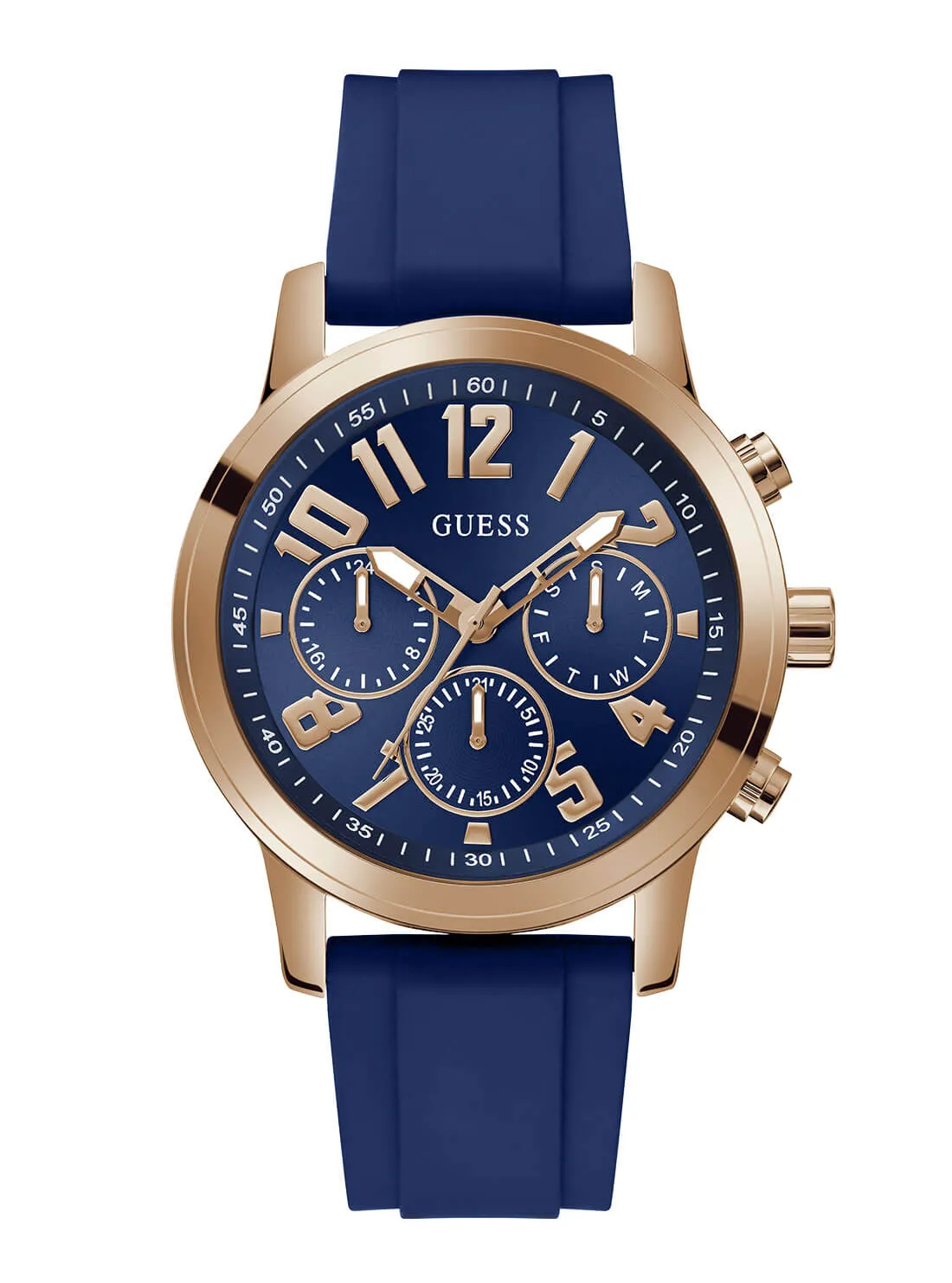 Gold Parker Navy Blue Silicone Watch Guess
