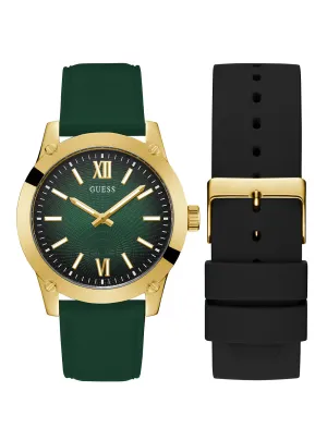 Green Gold Crescent Silicone Watch Guess