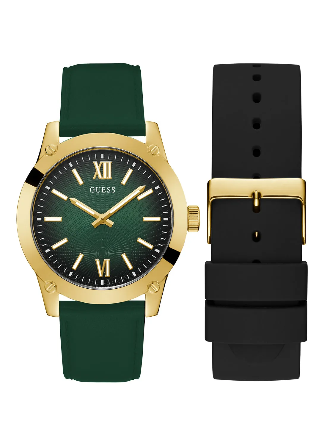 Green Gold Crescent Silicone Watch Guess