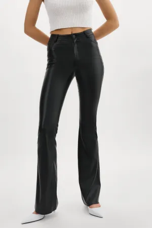 KAIDA |Faux Leather Flare Pants