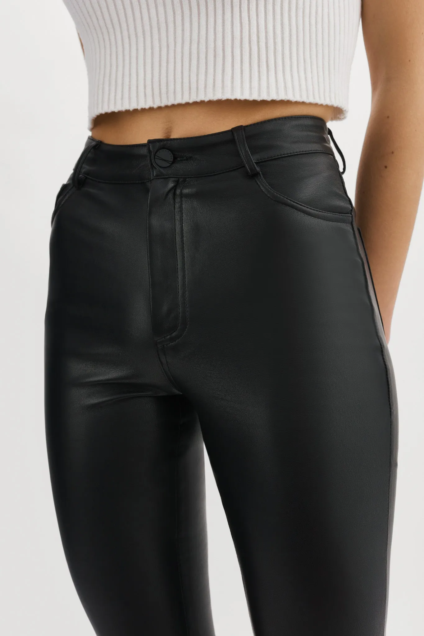 KAIDA |Faux Leather Flare Pants