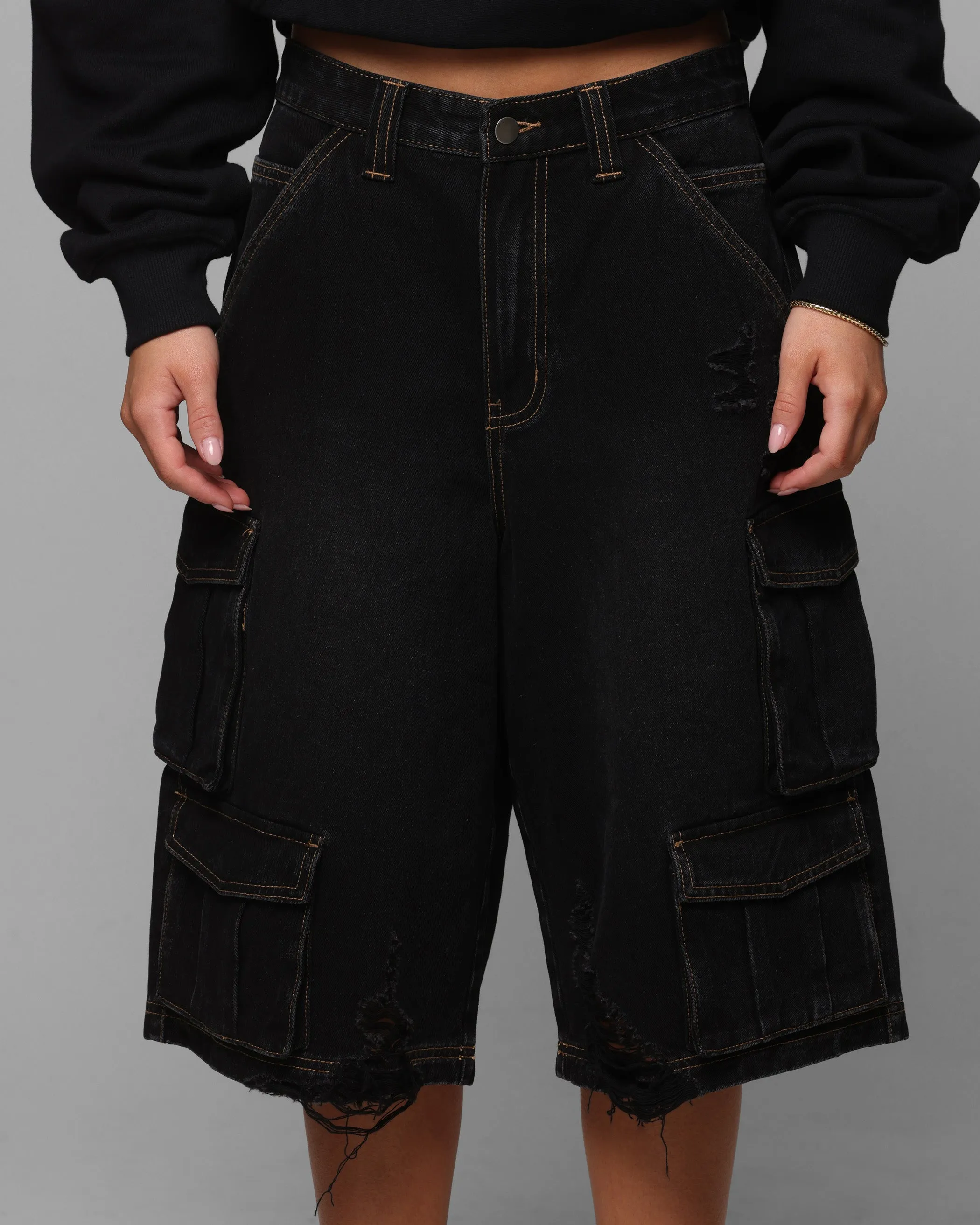 Loiter Collateral Cargo Shorts Black Wash