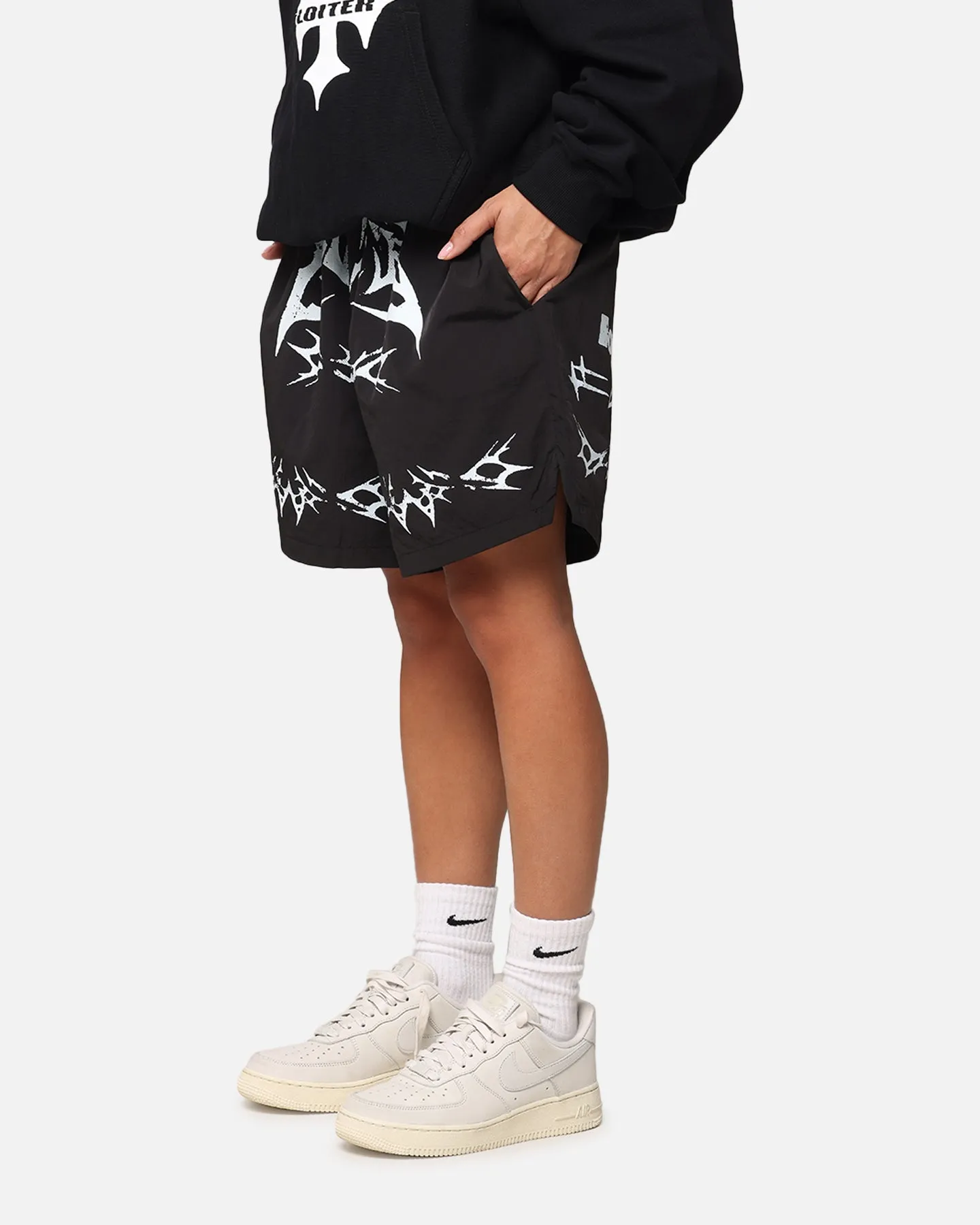 Loiter Stacked Metal Walk Shorts Black