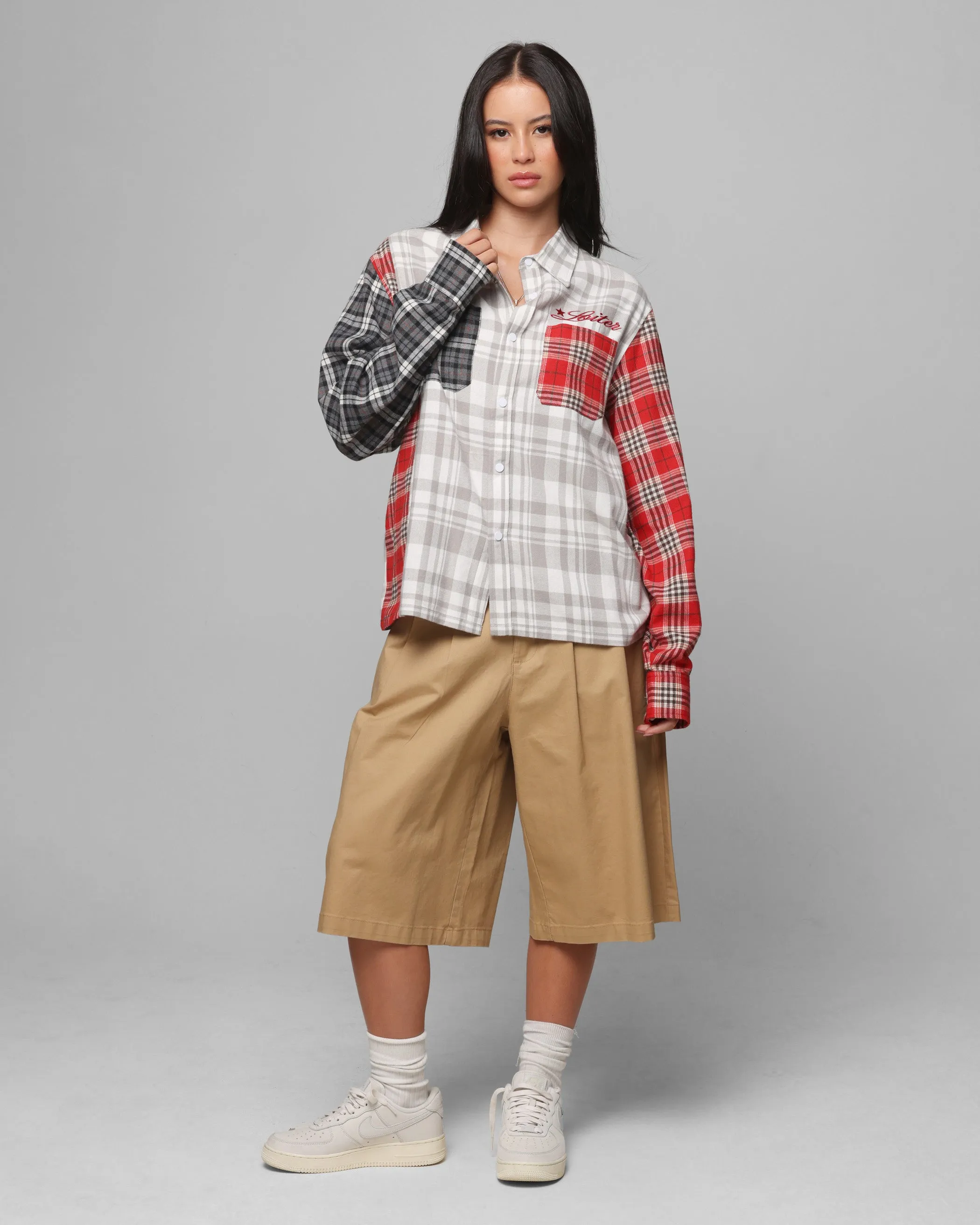 Loiter Wide Leg Chino Shorts Tan