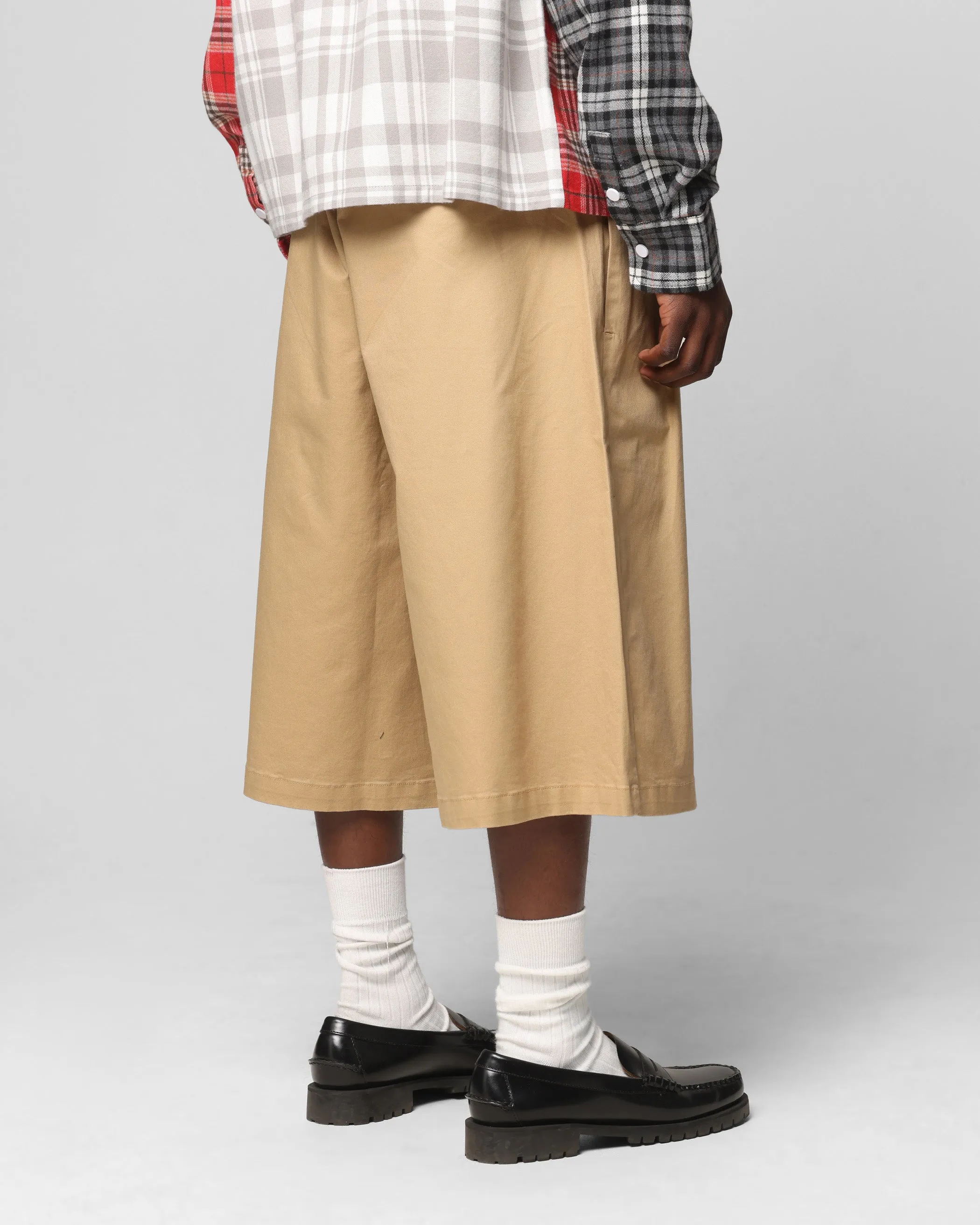 Loiter Wide Leg Chino Shorts Tan