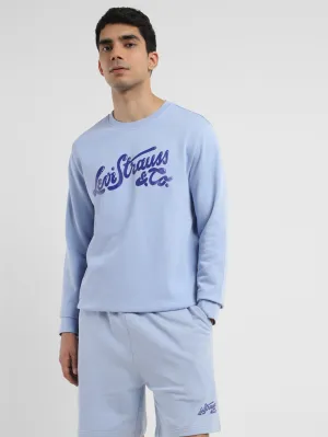 Men's Brand Logo Blue Crew Neck Sweatshirt LEVI'S
