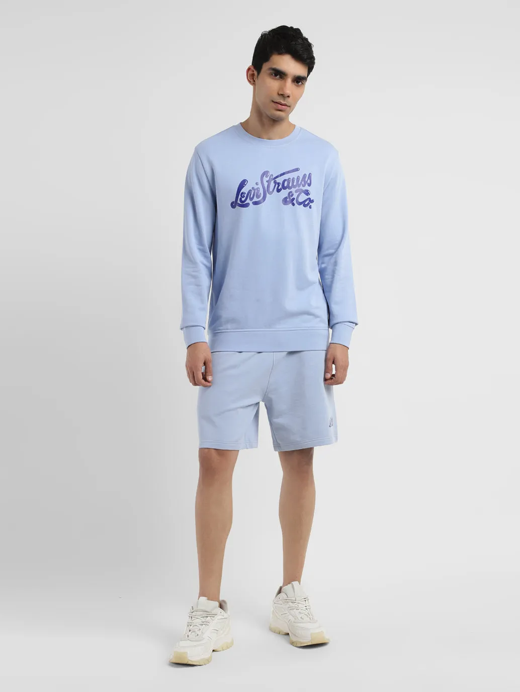 Men's Brand Logo Blue Crew Neck Sweatshirt LEVI'S