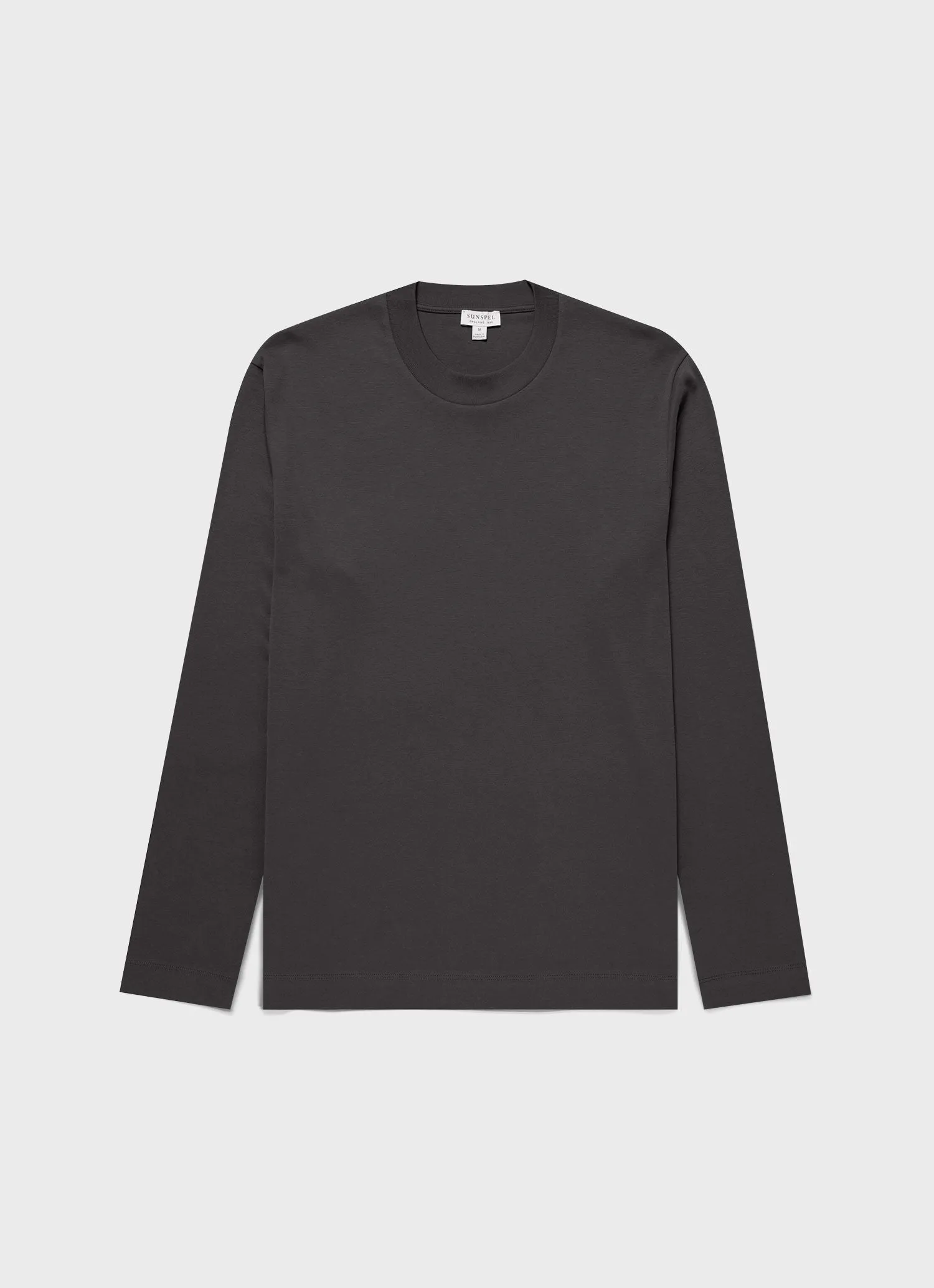 Men's Long Sleeve Heavyweight T-shirt in Charcoal Sunspel