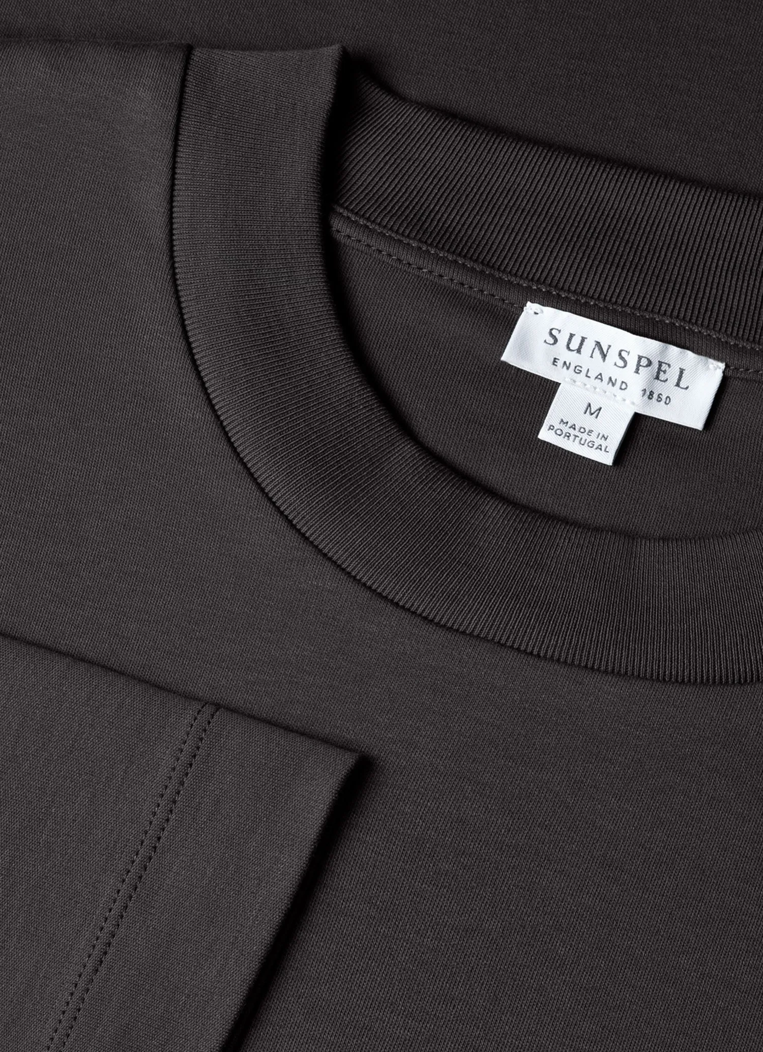 Men's Long Sleeve Heavyweight T-shirt in Charcoal Sunspel