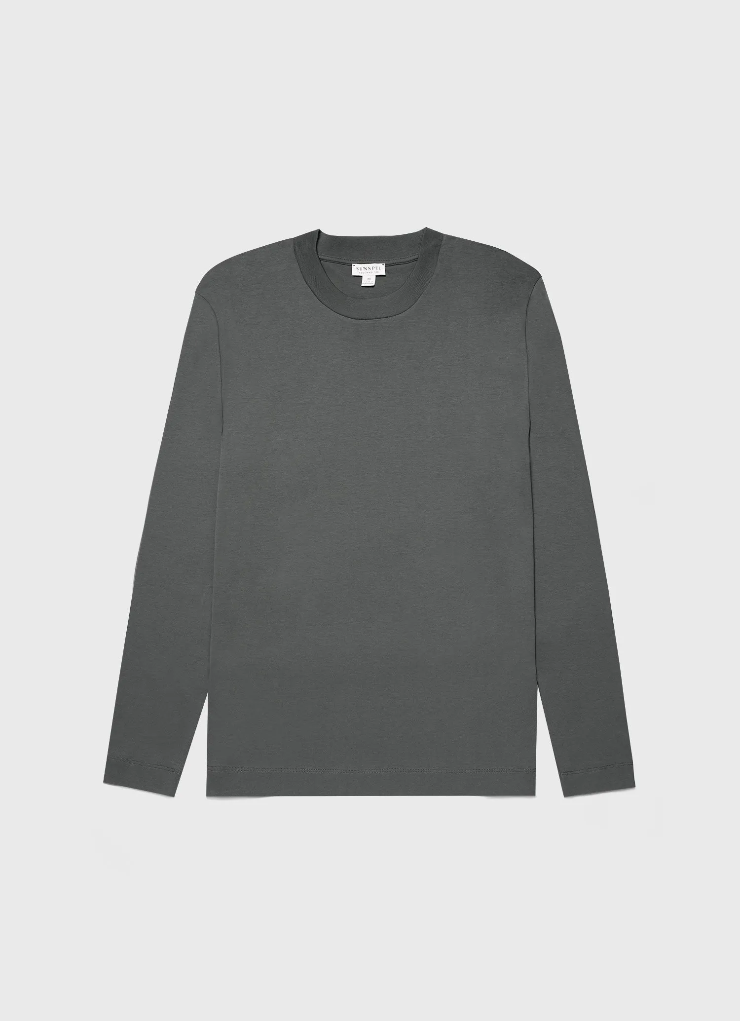 Men's Long Sleeve Heavyweight T-shirt in Drill Green Sunspel