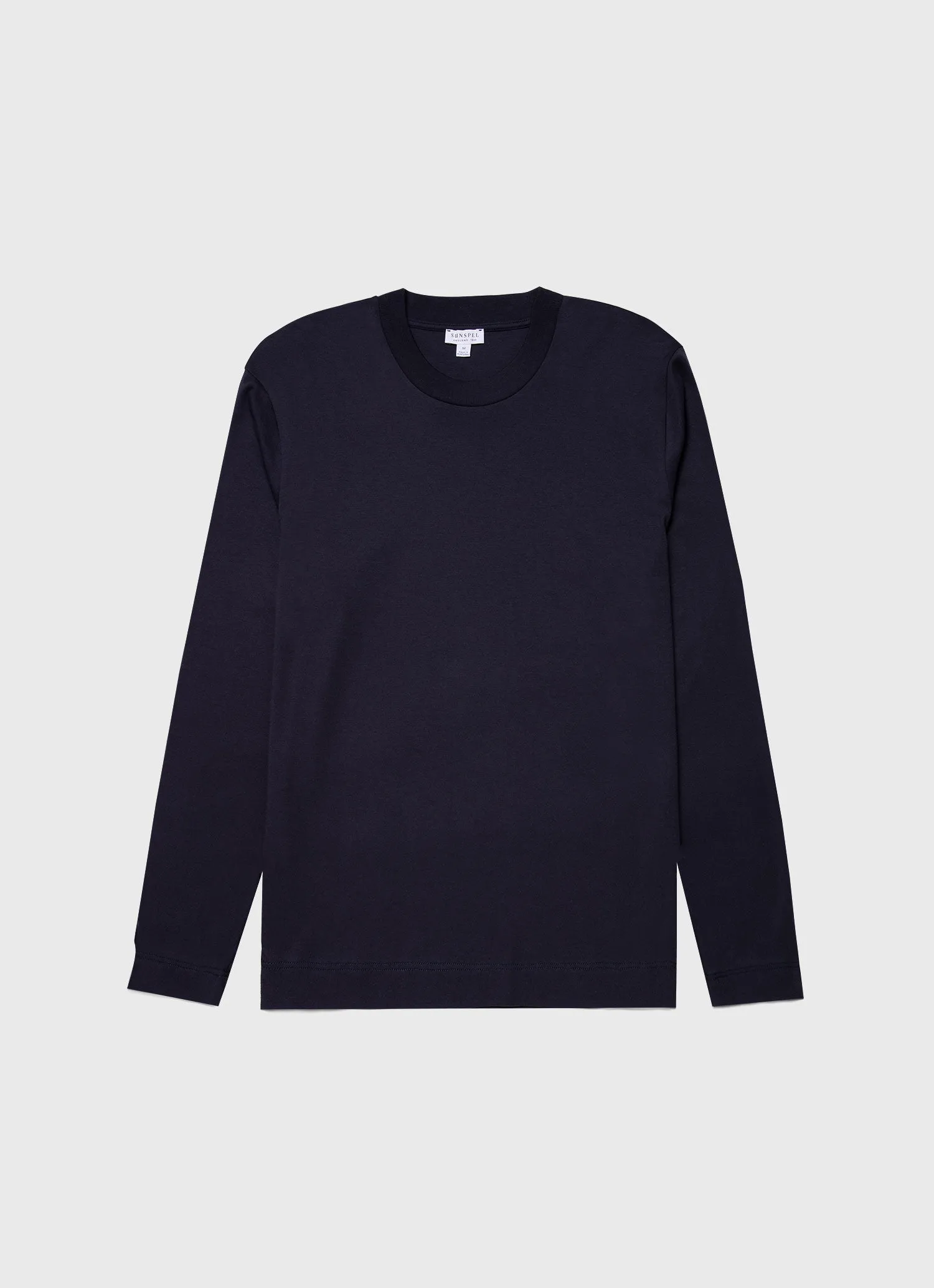 Men's Long Sleeve Heavyweight T-shirt in Navy Sunspel