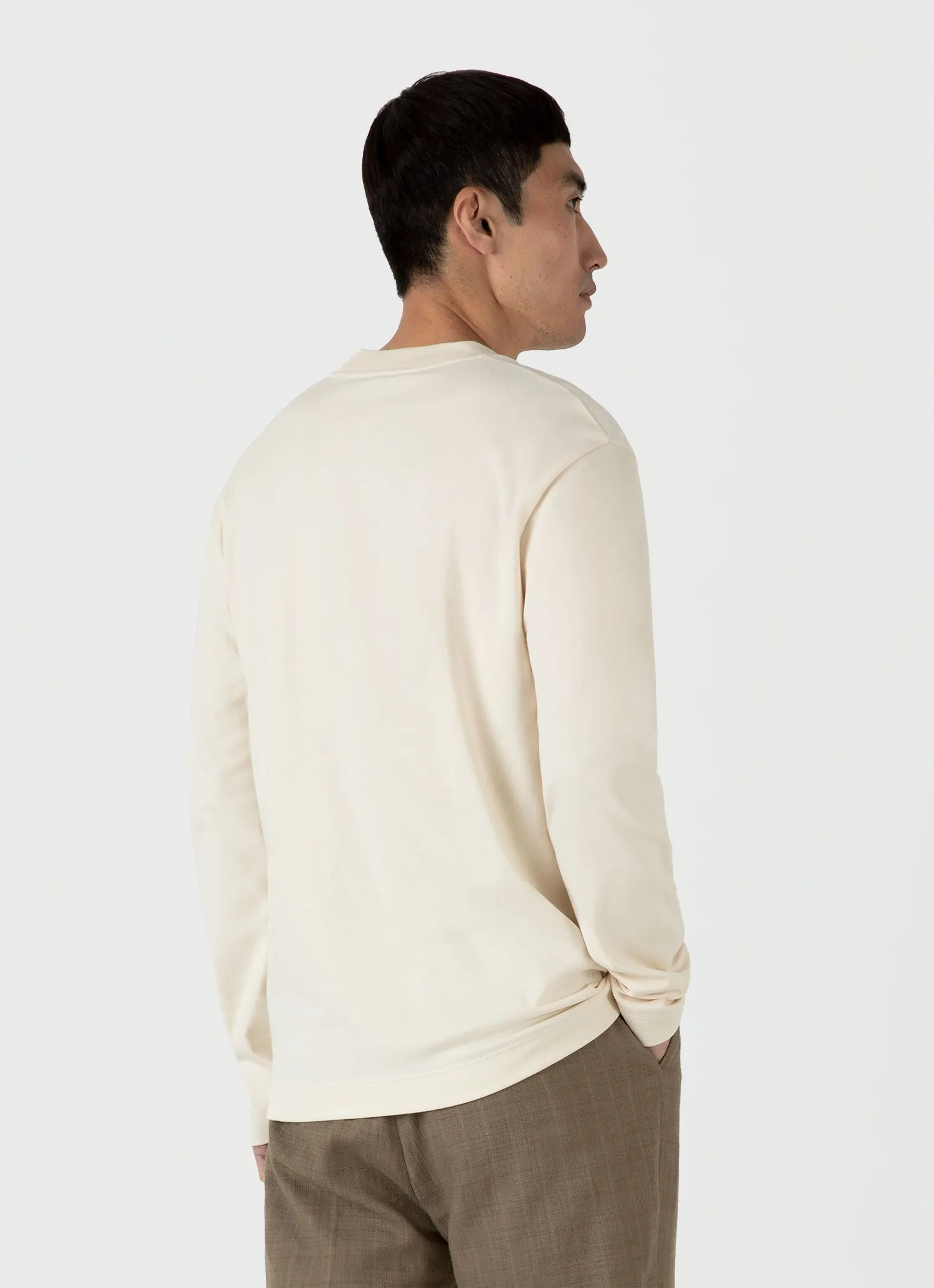 Men's Long Sleeve Heavyweight T-shirt in Undyed Sunspel