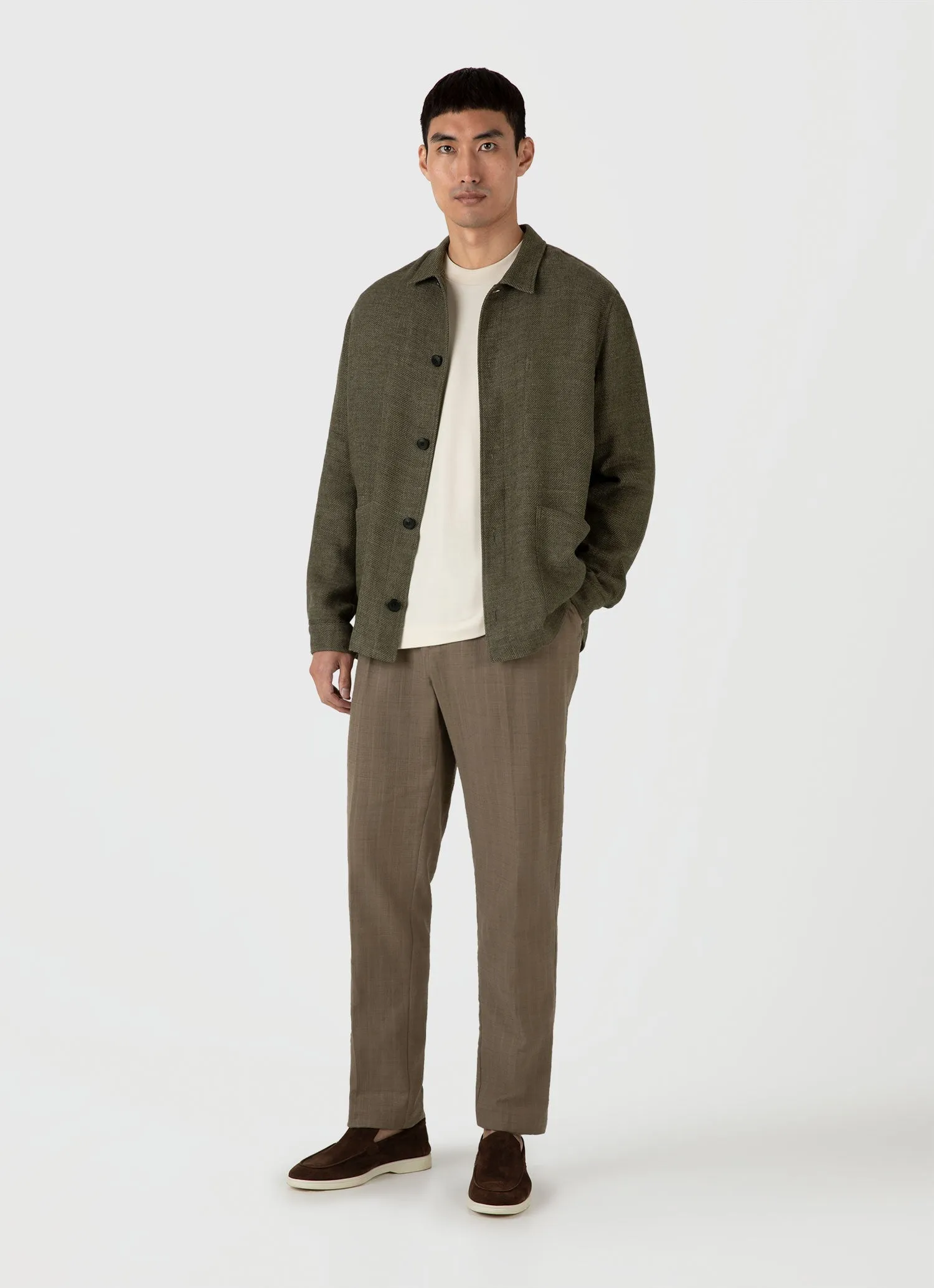 Men's Long Sleeve Heavyweight T-shirt in Undyed Sunspel