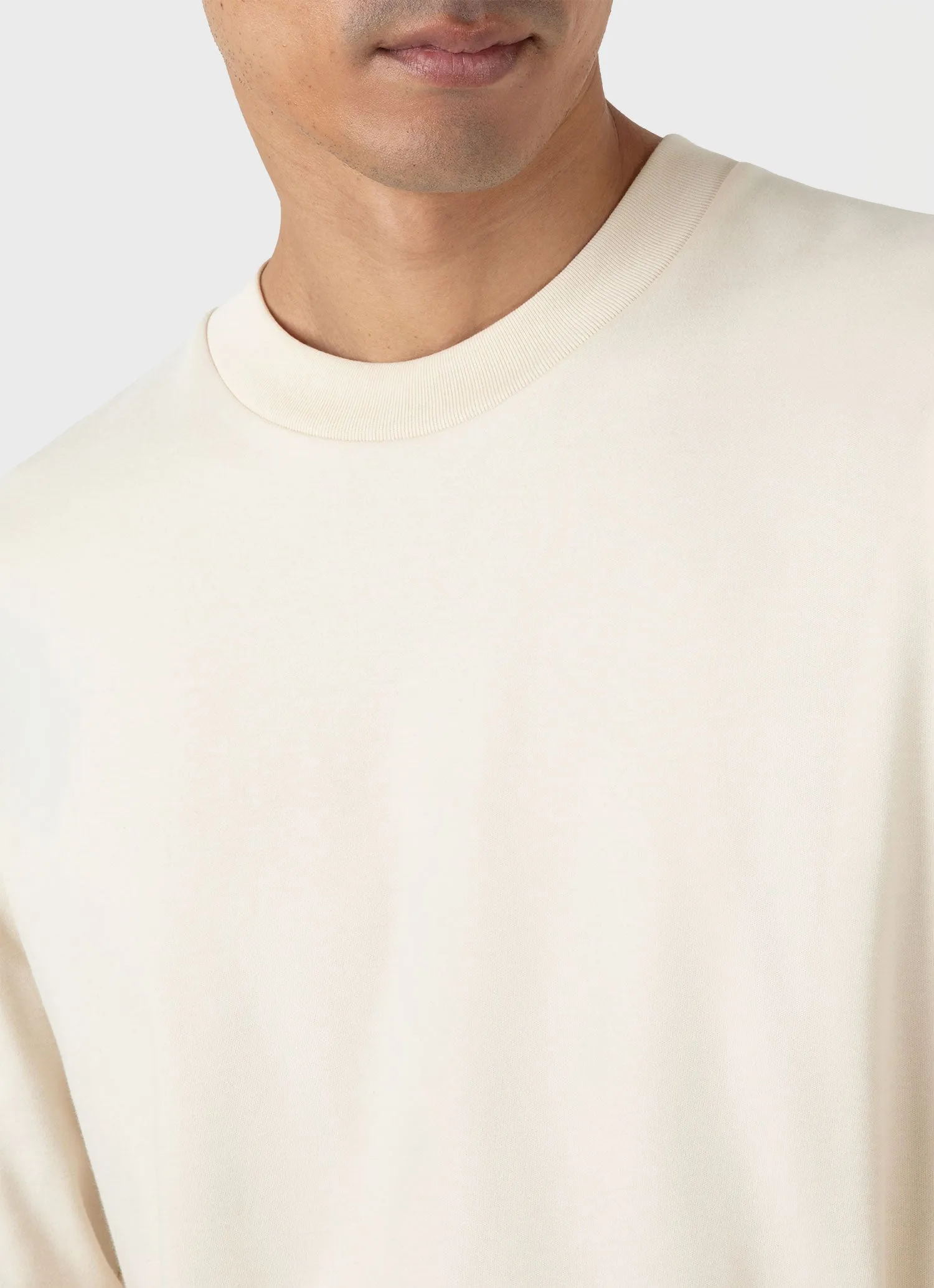 Men's Long Sleeve Heavyweight T-shirt in Undyed Sunspel