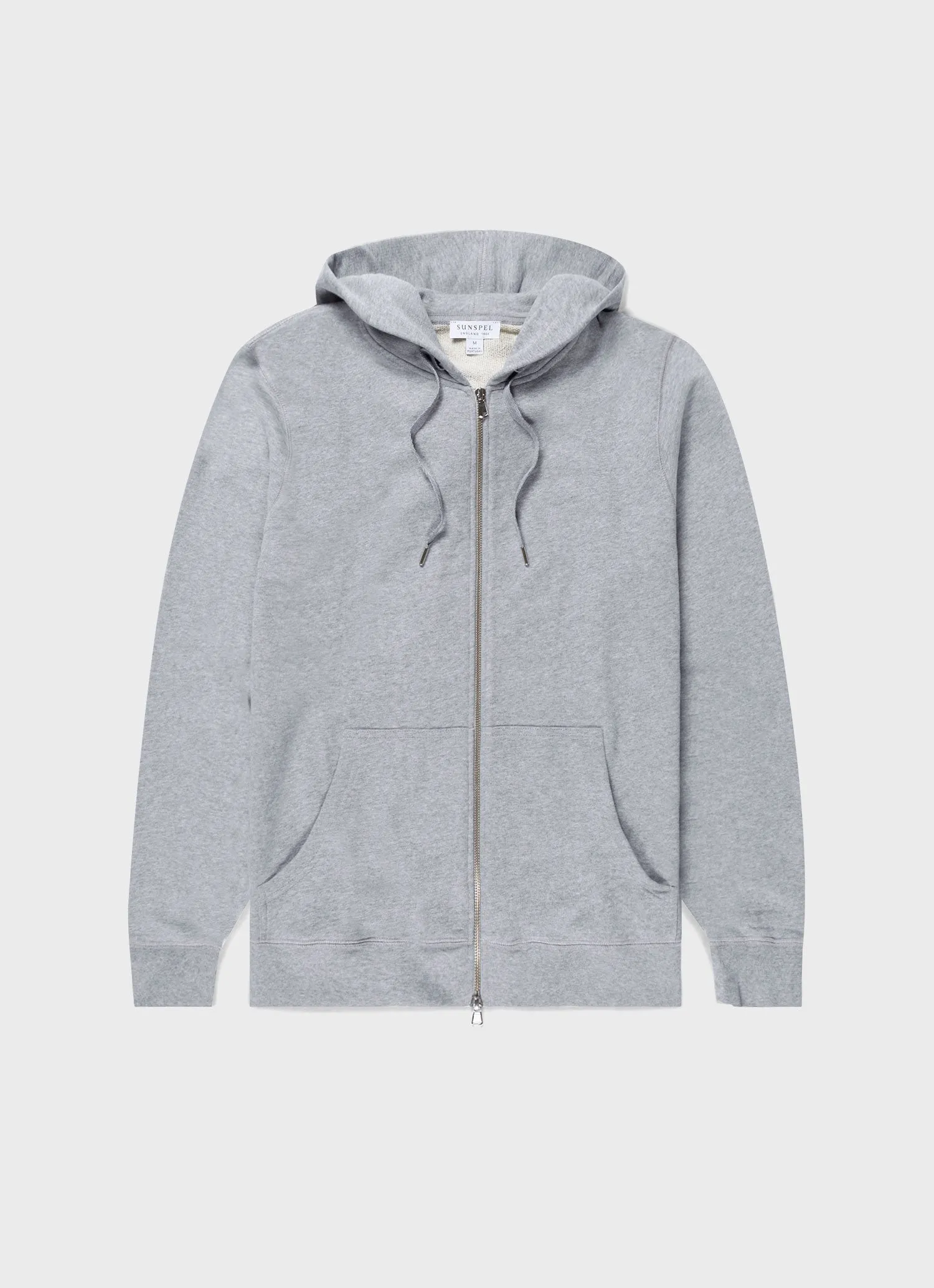 Men's Loopback Zip Hoodie in Grey Melange Sunspel