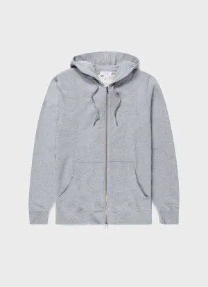 Men's Loopback Zip Hoodie in Grey Melange Sunspel