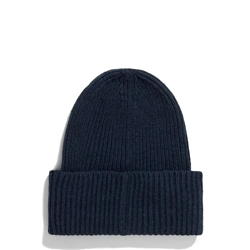 Norse Projects Merino Lambswool Rib N Logo Beanie Dark Navy