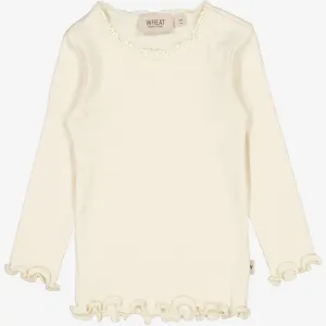 Rib T-Shirt Lace LS | Baby - eggshell Wheat