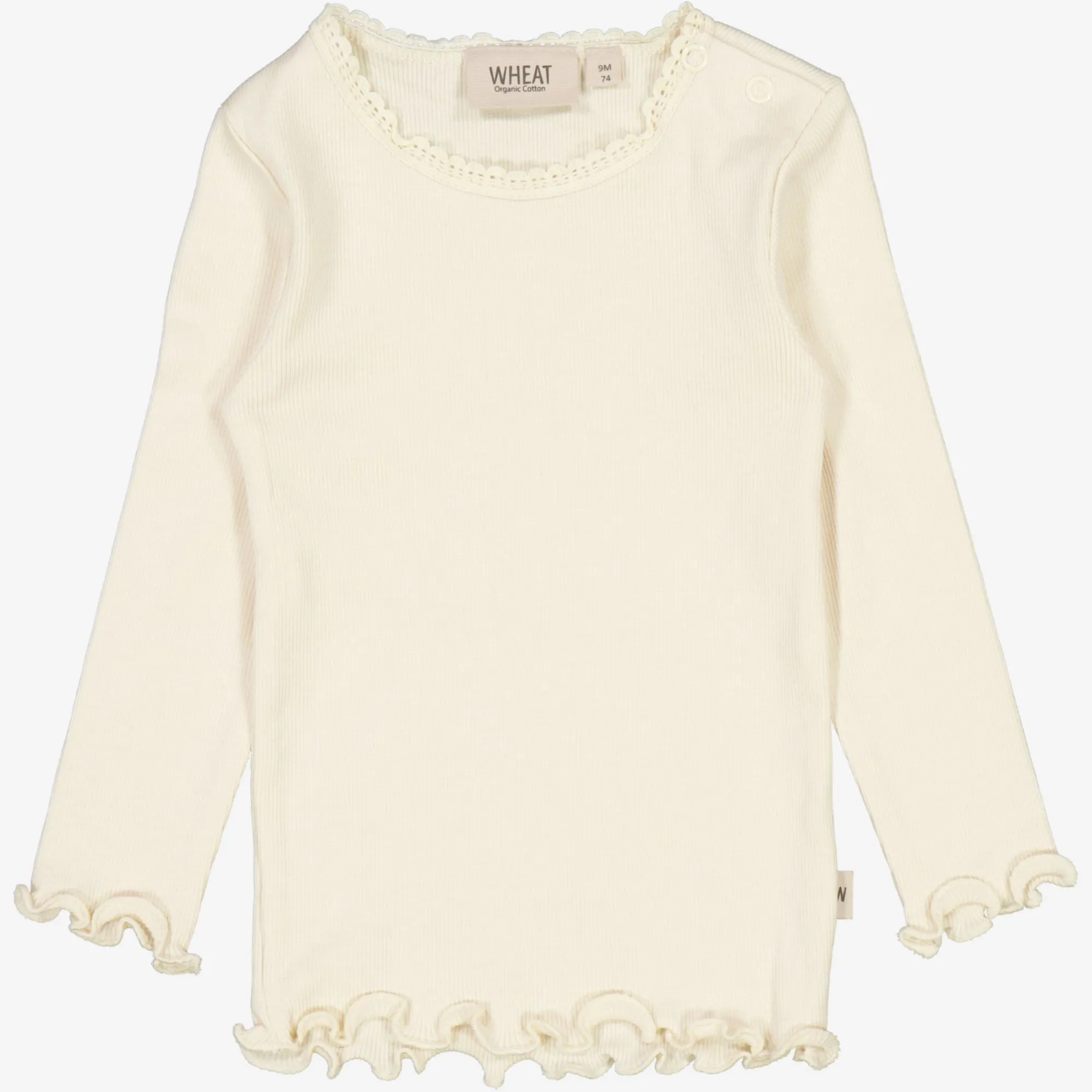 Rib T-Shirt Lace LS | Baby - eggshell Wheat