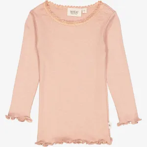 Rib T-Shirt Lace LS | Baby - rose dawn Wheat