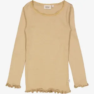 Rib T-Shirt Lace LS - latte Wheat