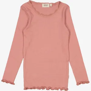 Rib T-Shirt Lace LS - old rose Wheat
