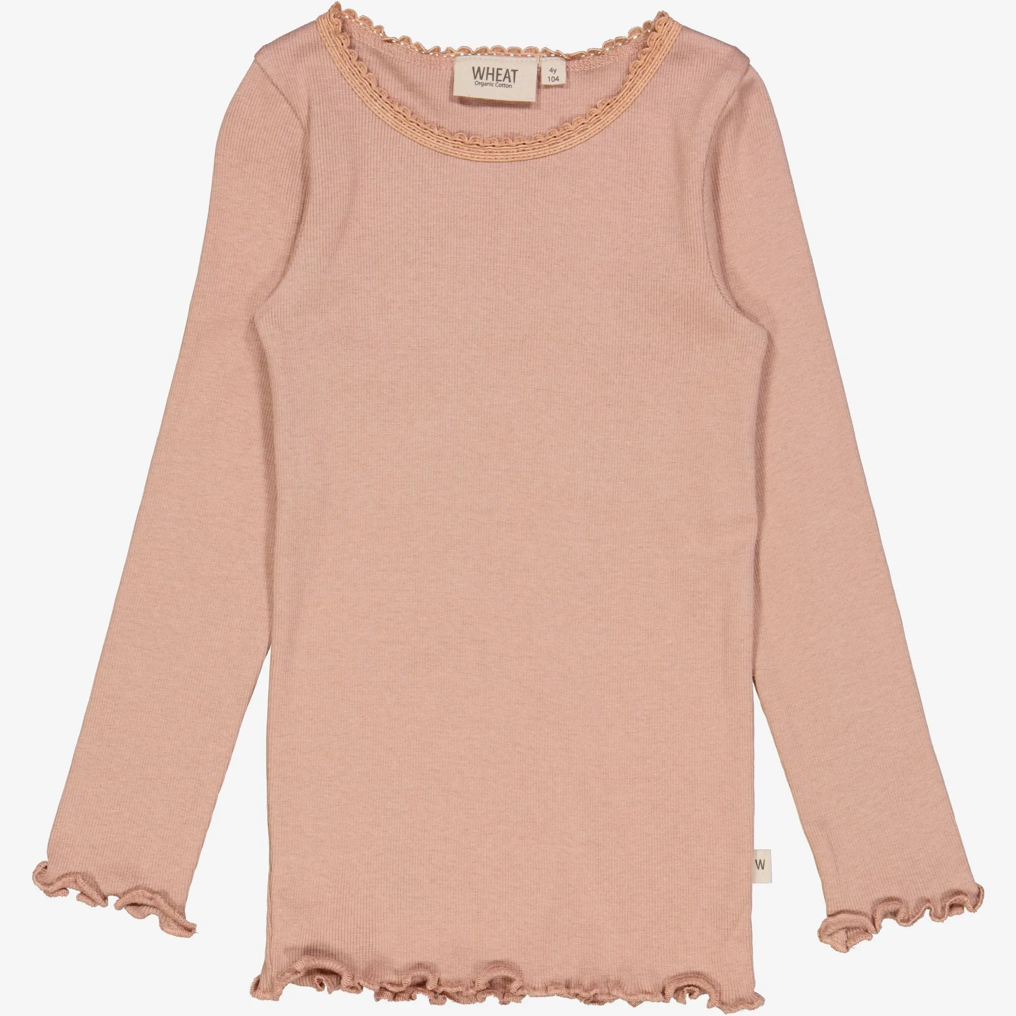 Rib T-Shirt Lace LS - rose dawn Wheat