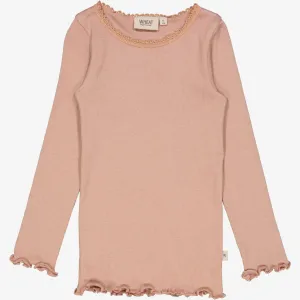 Rib T-Shirt Lace LS - rose dawn Wheat