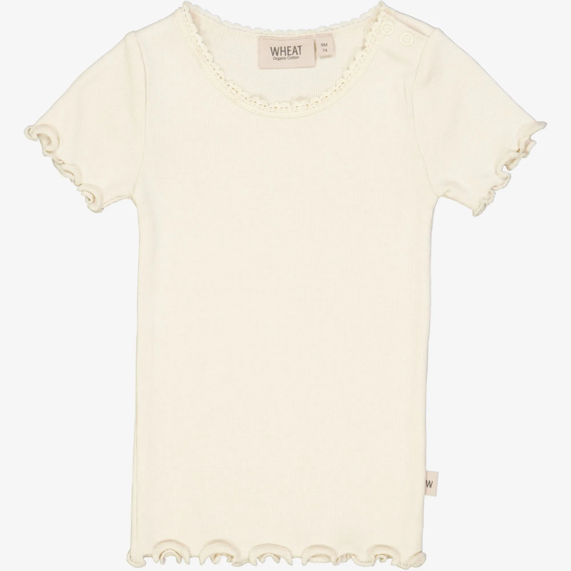 Rib T-Shirt Lace SS | Baby - eggshell Wheat