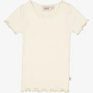 Rib T-Shirt Lace SS | Baby - eggshell Wheat