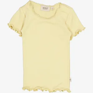 Rib T-Shirt Lace SS | Baby - yellow dream Wheat