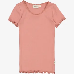 Rib T-Shirt Lace SS - old rose Wheat